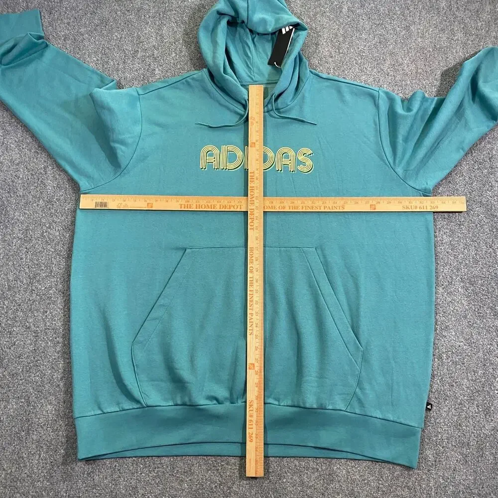 Adidas 3D Retro 70s Striped Logo Hoodie Mens 4XLT 4XL Tall Teal Disco Groovy NWT